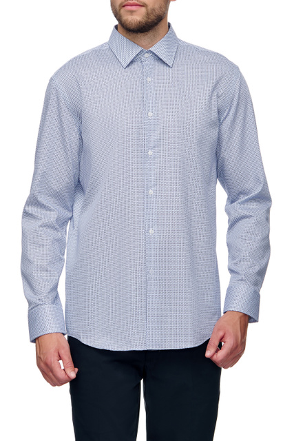 Рубашка из натурального хлопка с принтом|Основной цвет:Голубой|Артикул:50473527 | Фото 1