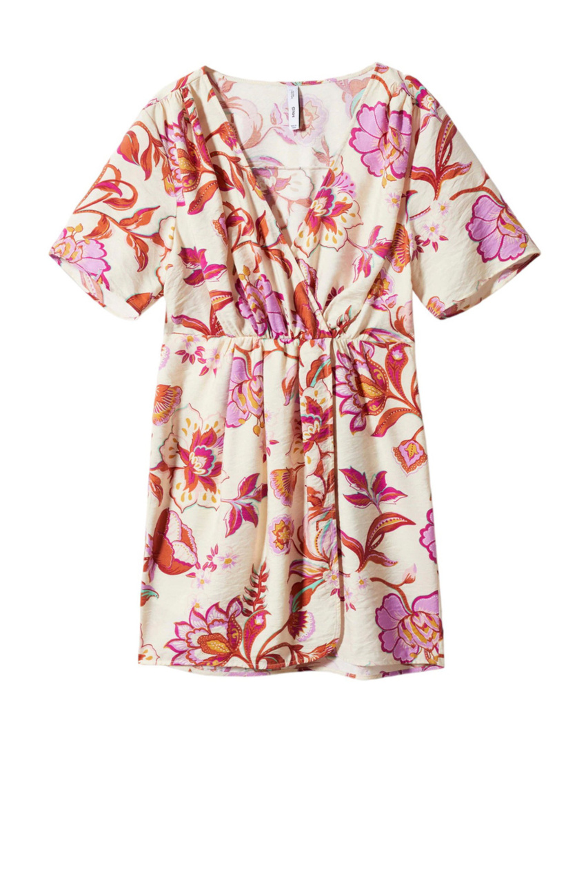 Платье FLORA с цветочным принтом|Основной цвет:Кремовый|Артикул:57032890 | Фото 1