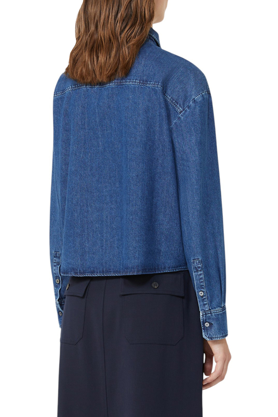 Женский Weekend Max Mara Рубашка джинсовая OBBIA с отложным воротником (цвет ), артикул 2525116052 | Фото 4