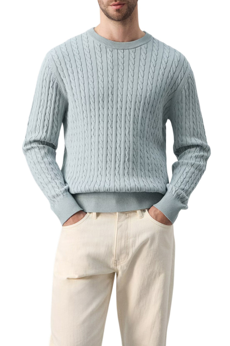 Мужской Mango Man Джемпер MUGUET из хлопка (цвет ), артикул 27065939 | Фото 3