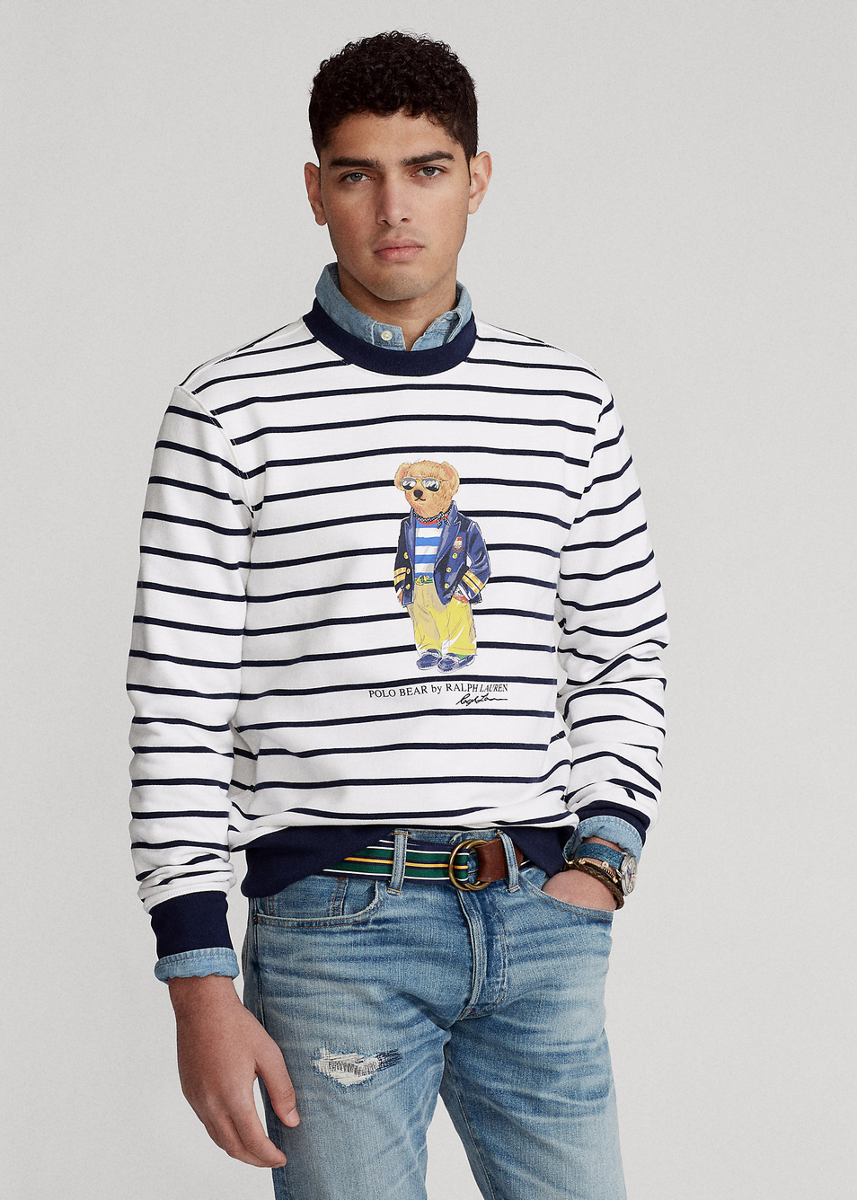 Свитшот в полоску|Основной цвет:Мультиколор Мужской Polo Ralph Lauren Свитшот в полоску (цвет ), артикул 710837970001 | Фото 3