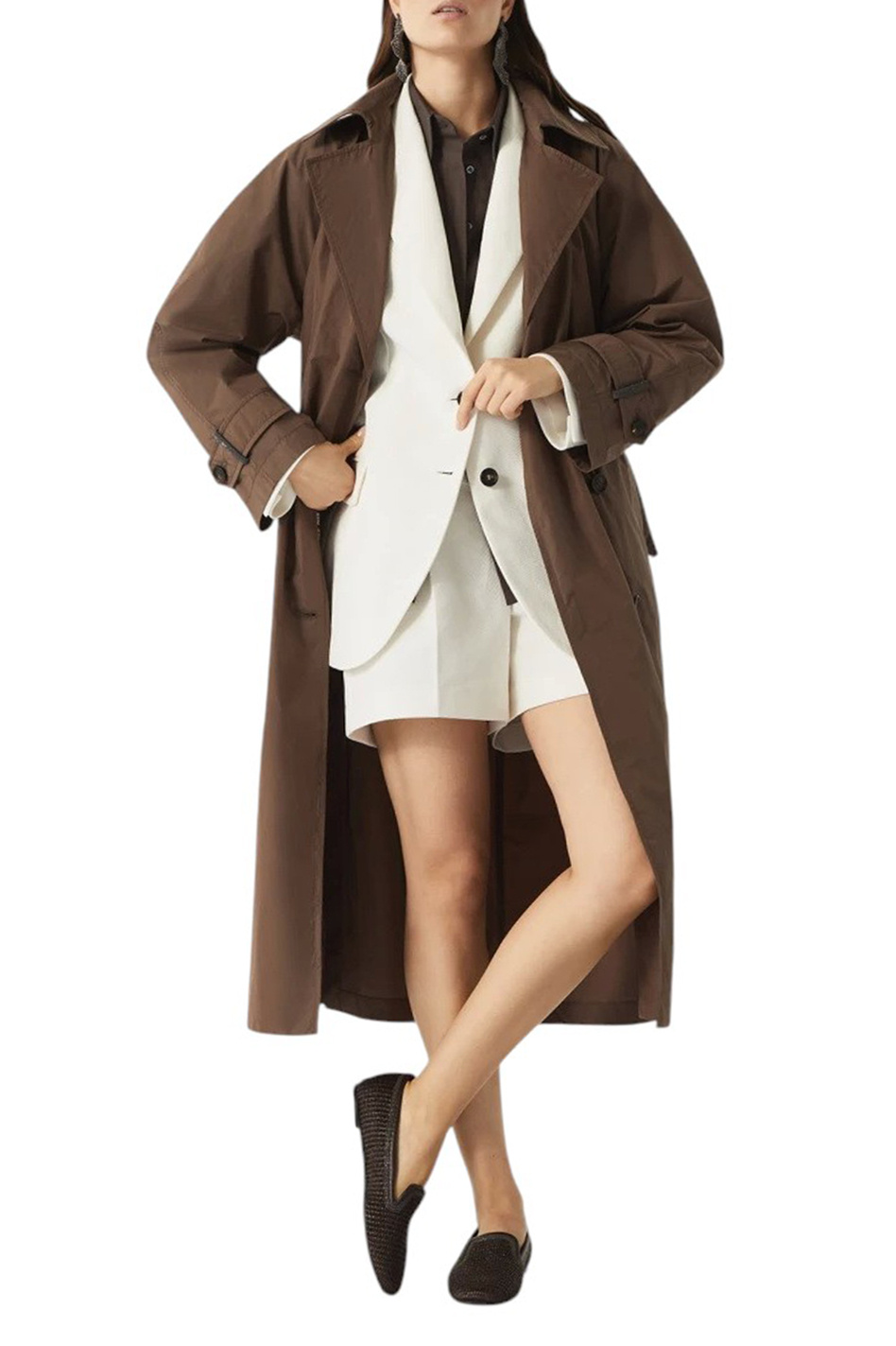 Женский Brunello Cucinelli Тренч однотонный (цвет ), артикул MG5019909 | Фото 4
