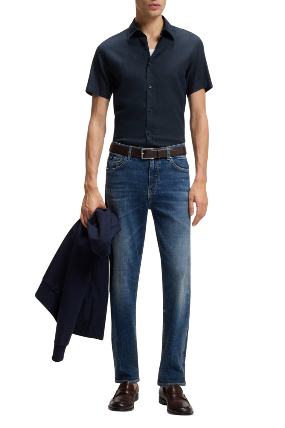 Мужской BOSS Рубашка ROAN из смесового льна (цвет ), артикул 50560743 | Фото 2