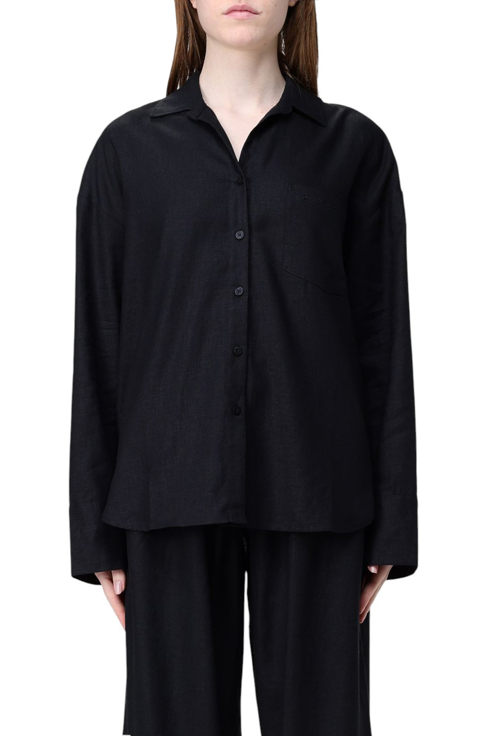 Женский Emporio Armani Рубашка из льна и вискозы (цвет ), артикул EW000815-AF12201 | Фото 4