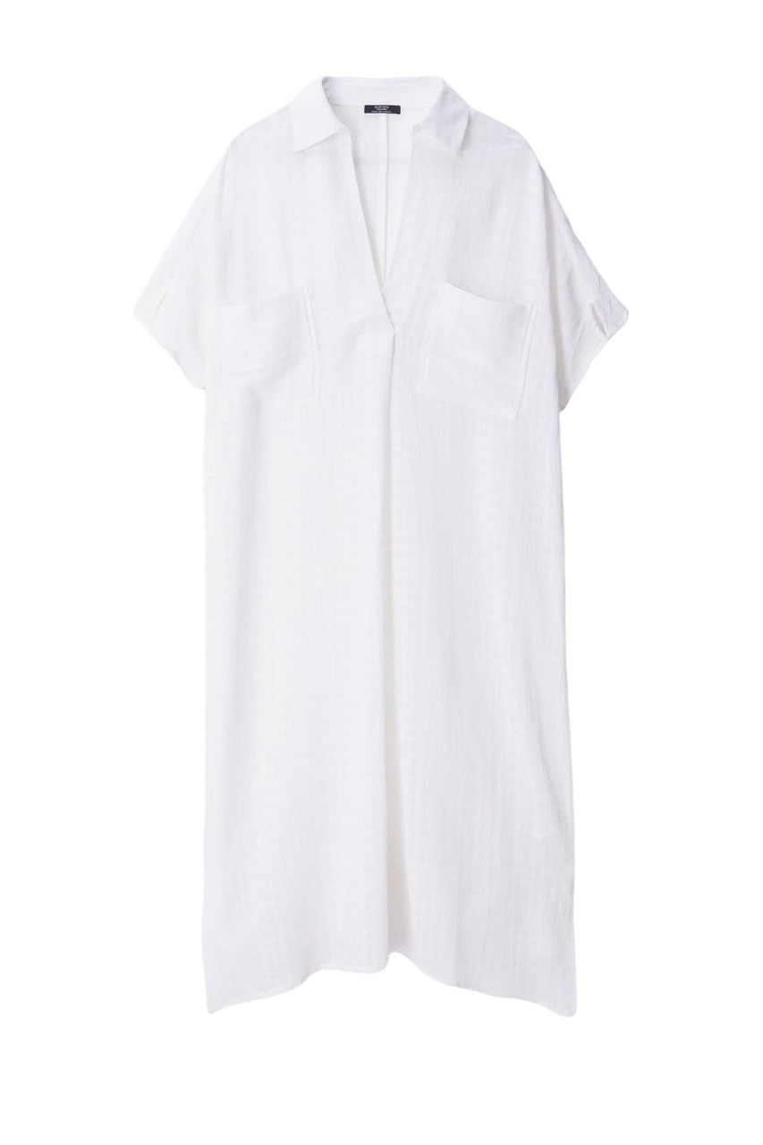 Платье из хлопка и льна|Основной цвет:Белый|Артикул:218121 | Фото 1