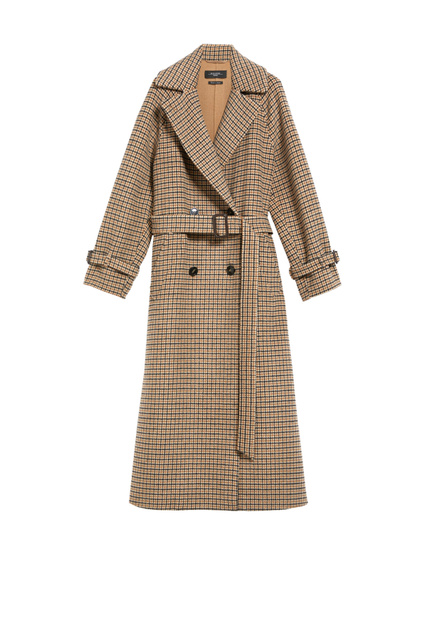 Двубортное пальто CLAN из чистой шерсти|Основной цвет:Коричневый|Артикул:50160223 | Фото 1