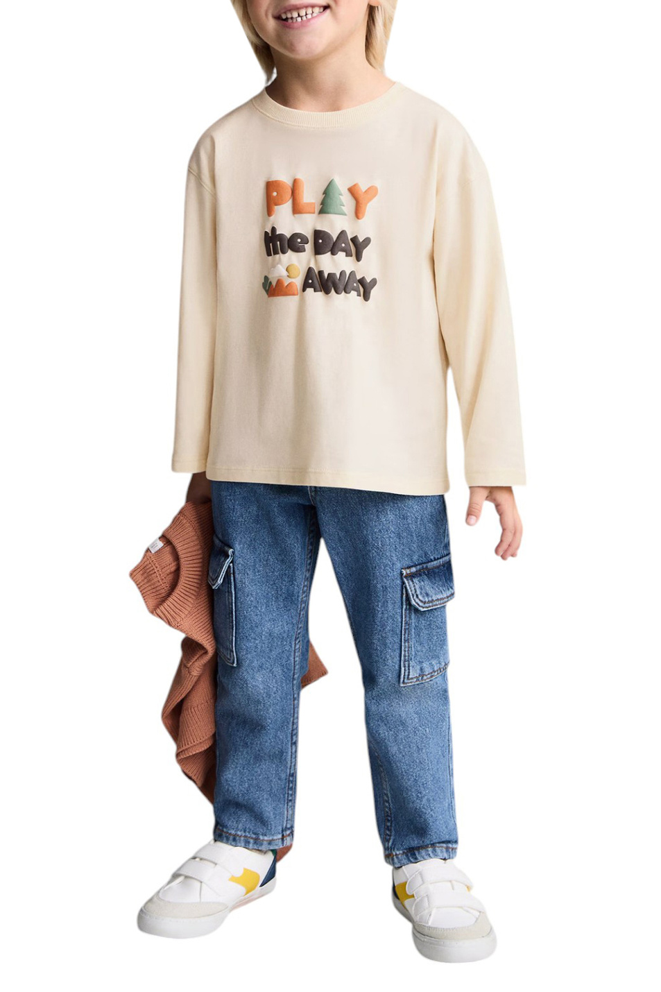 Малышам мальчикам Mango Kids Лонгслив AWAY из хлопка (цвет ), артикул 87033646 | Фото 3