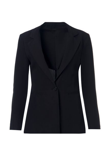 Однотонный пиджак на пуговице|Основной цвет:Черный|Артикул:WA2108T4818 | Фото 1