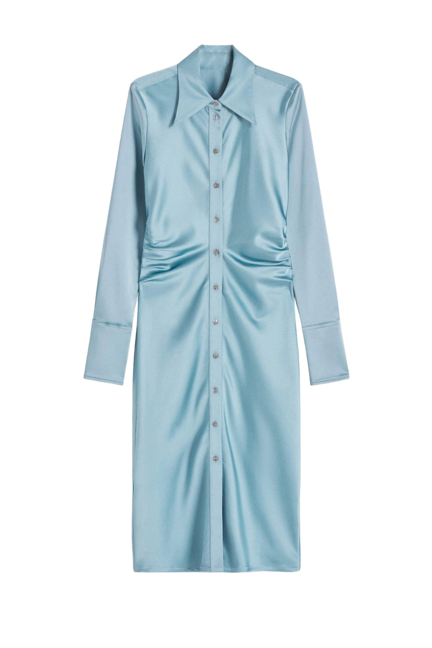 Платье-рубашка атласное YASHIMA|Основной цвет:Голубой|Артикул:57076025 | Фото 1