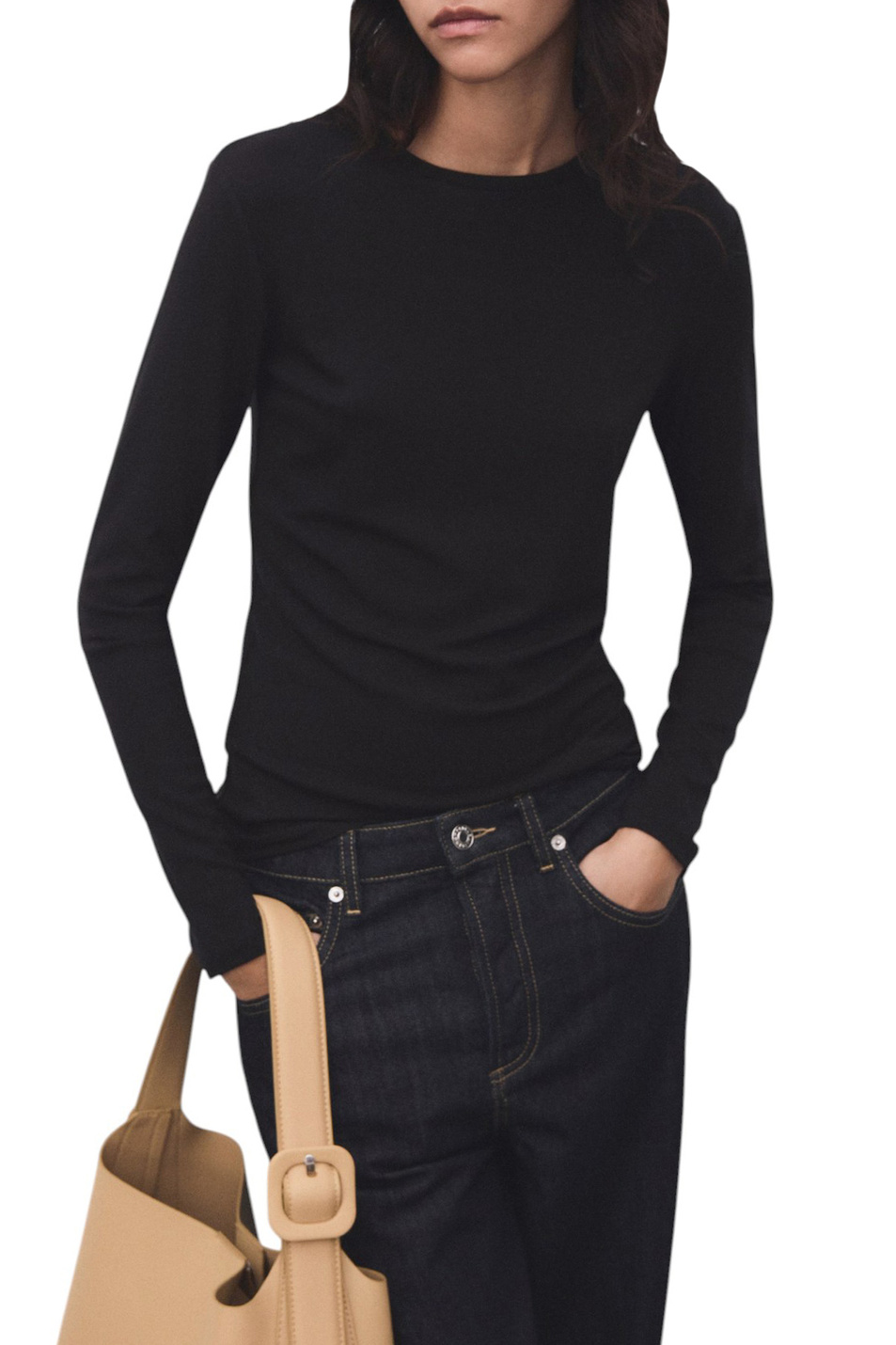 Лонгслив SECONDCA из смесовой вискозы|Основной цвет:Черный Женский Mango Лонгслив SECONDCA из смесовой вискозы (цвет ), артикул 17065813 | Фото 3