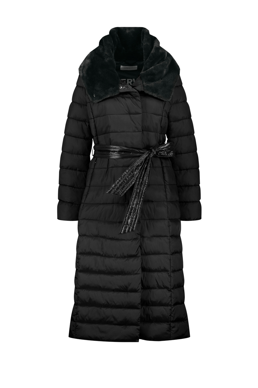 Пальто стеганое с поясом|Основной цвет:Черный|Артикул:250202-31151 | Фото 1