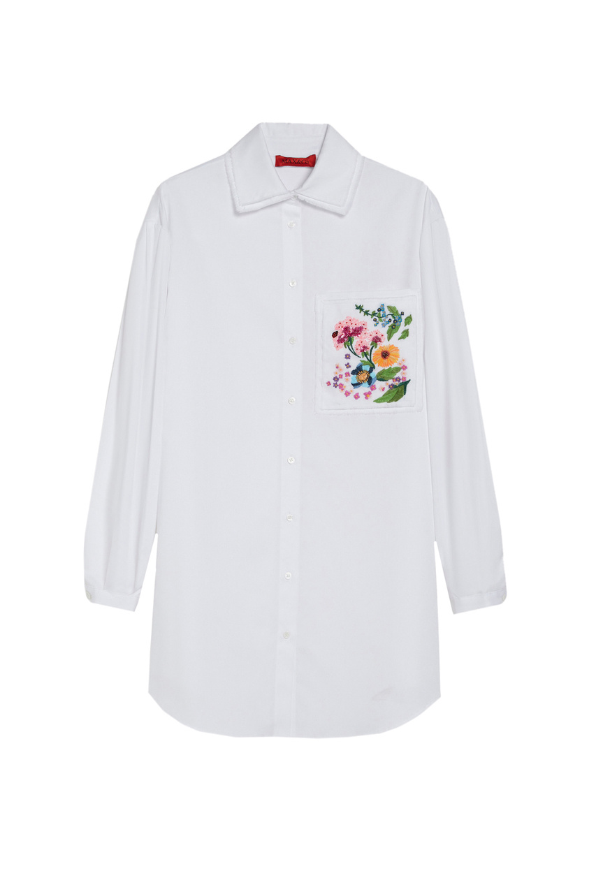Рубашка BRINA из натурального хлопка с пайетками и бисером|Основной цвет:Белый|Артикул:71141323 | Фото 1