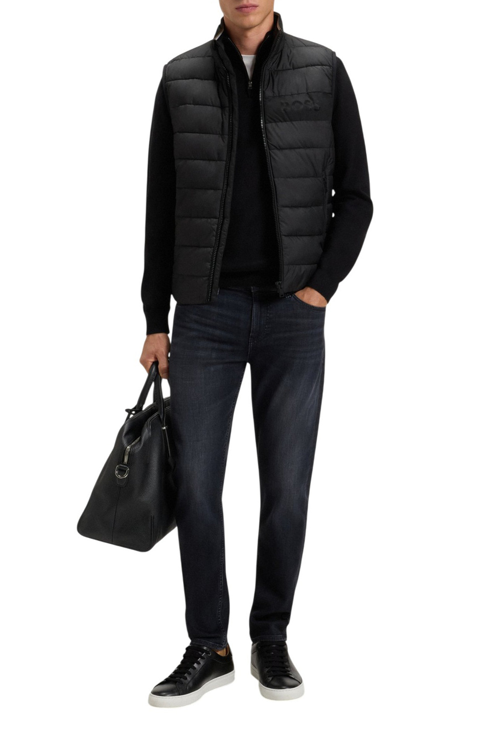 Жилет стеганый с логотипом|Основной цвет:Черный Мужской BOSS Жилет стеганый с логотипом (цвет ), артикул 50518375 | Фото 2