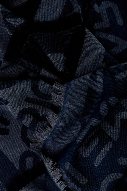 Платок с бахромой|Основной цвет:Синий|Артикул:625318-3R350 | Фото 2