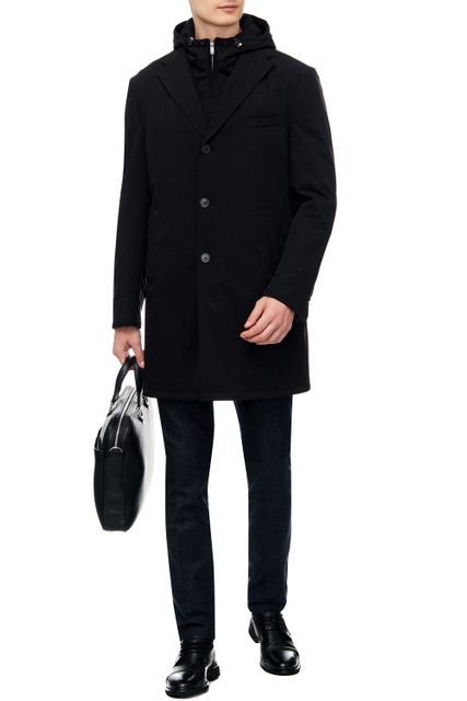 Пальто с двойным воротником|Основной цвет:Черный|Артикул:901567-2813500 | Фото 2