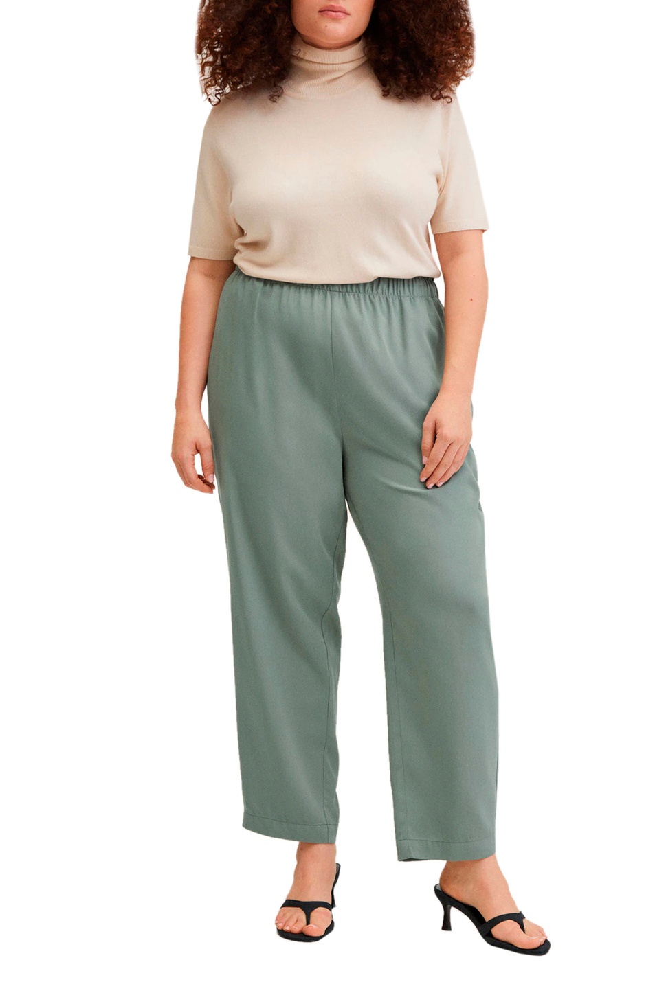 Женский Mango Укороченные брюки FLUIDO с эластичным поясом (цвет ), артикул 27024756 | Фото 5