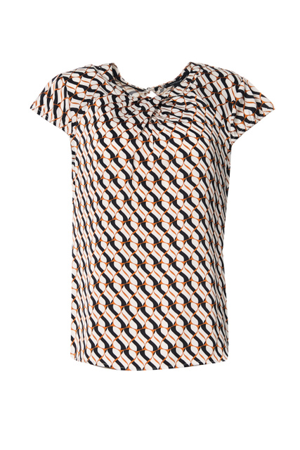 Блузка со сборкой на горловине|Основной цвет:Бежевый|Артикул:81.202.12.X055 | Фото 1