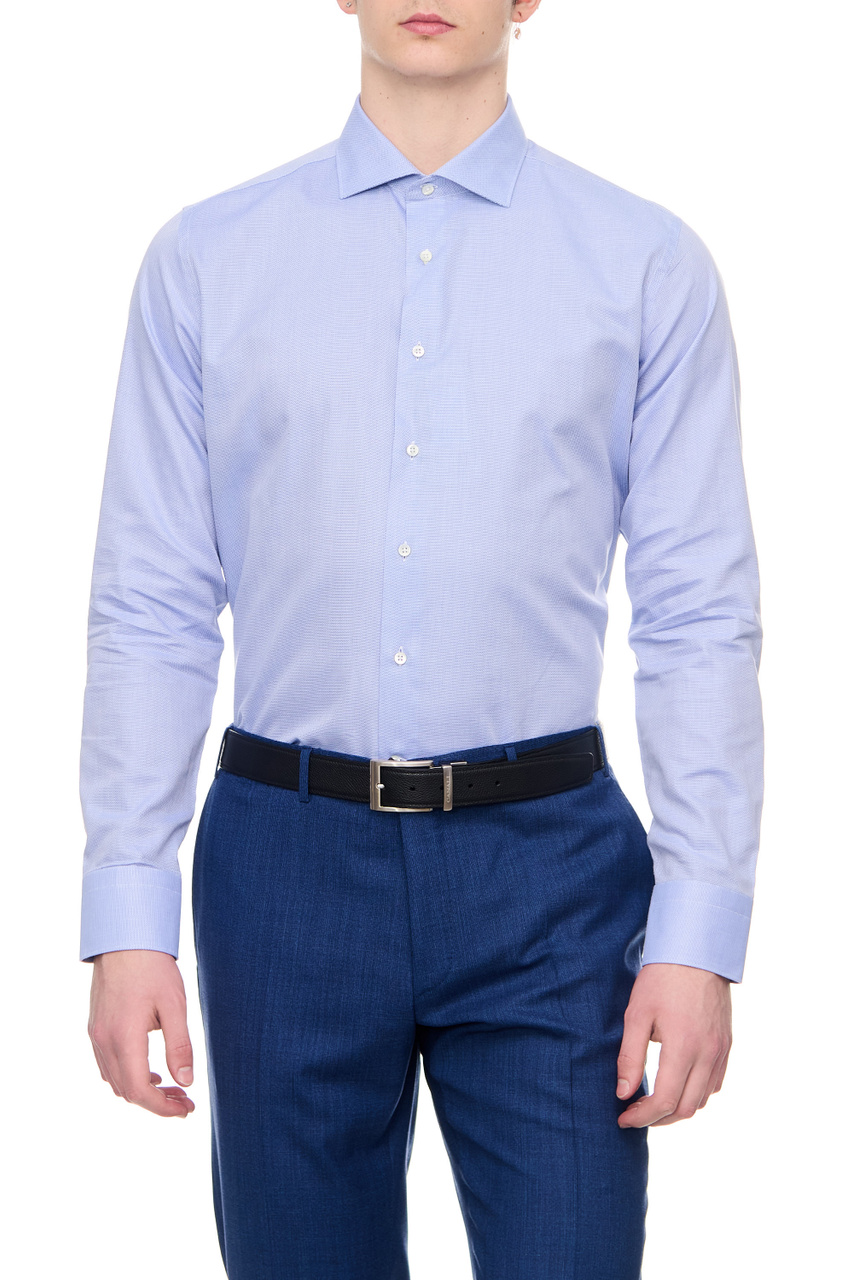 Рубашка из натурального хлопка|Основной цвет:Голубой|Артикул:N7C3GR02838 | Фото 1
