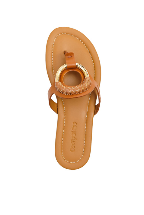 See by Chloe Шлепанцы Flip-Flop Hana из натуральной кожи ( цвет), артикул SB38111A.15153 | Фото 4