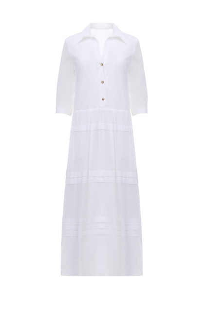 Платье-рубашка из натурального хлопка|Основной цвет:Белый|Артикул:S02218L1-00481 | Фото 1