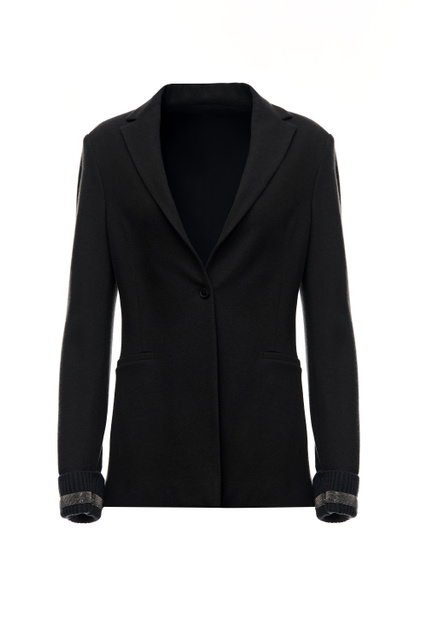 Пиджак из смесовой шерсти|Основной цвет:Черный|Артикул:GCD222W202 | Фото 1
