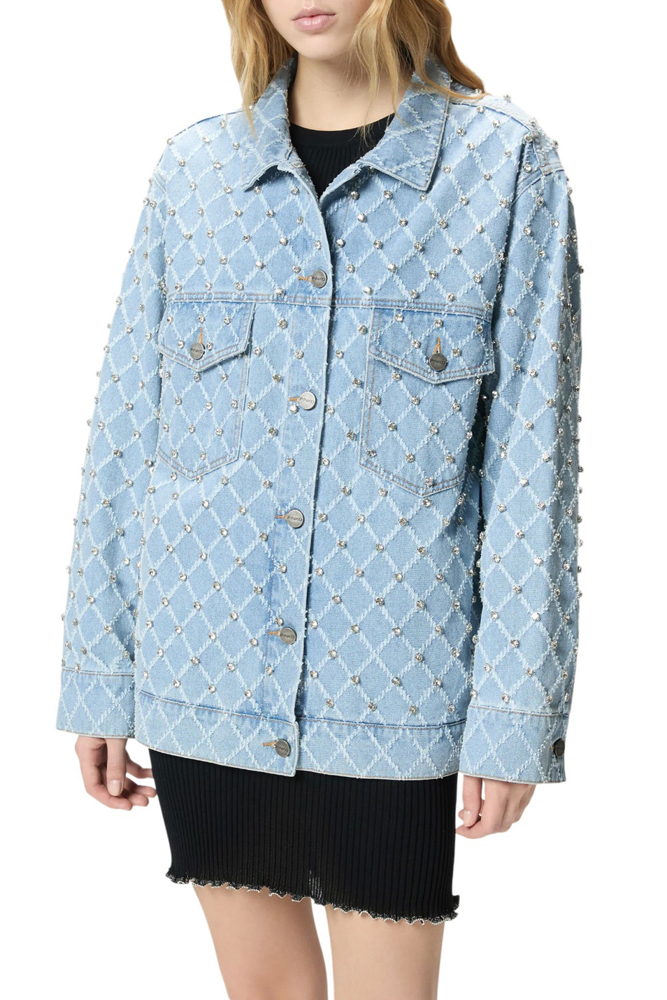 Женский Pinko Куртка джинсовая со стразами (цвет ), артикул 106246A32N | Фото 4