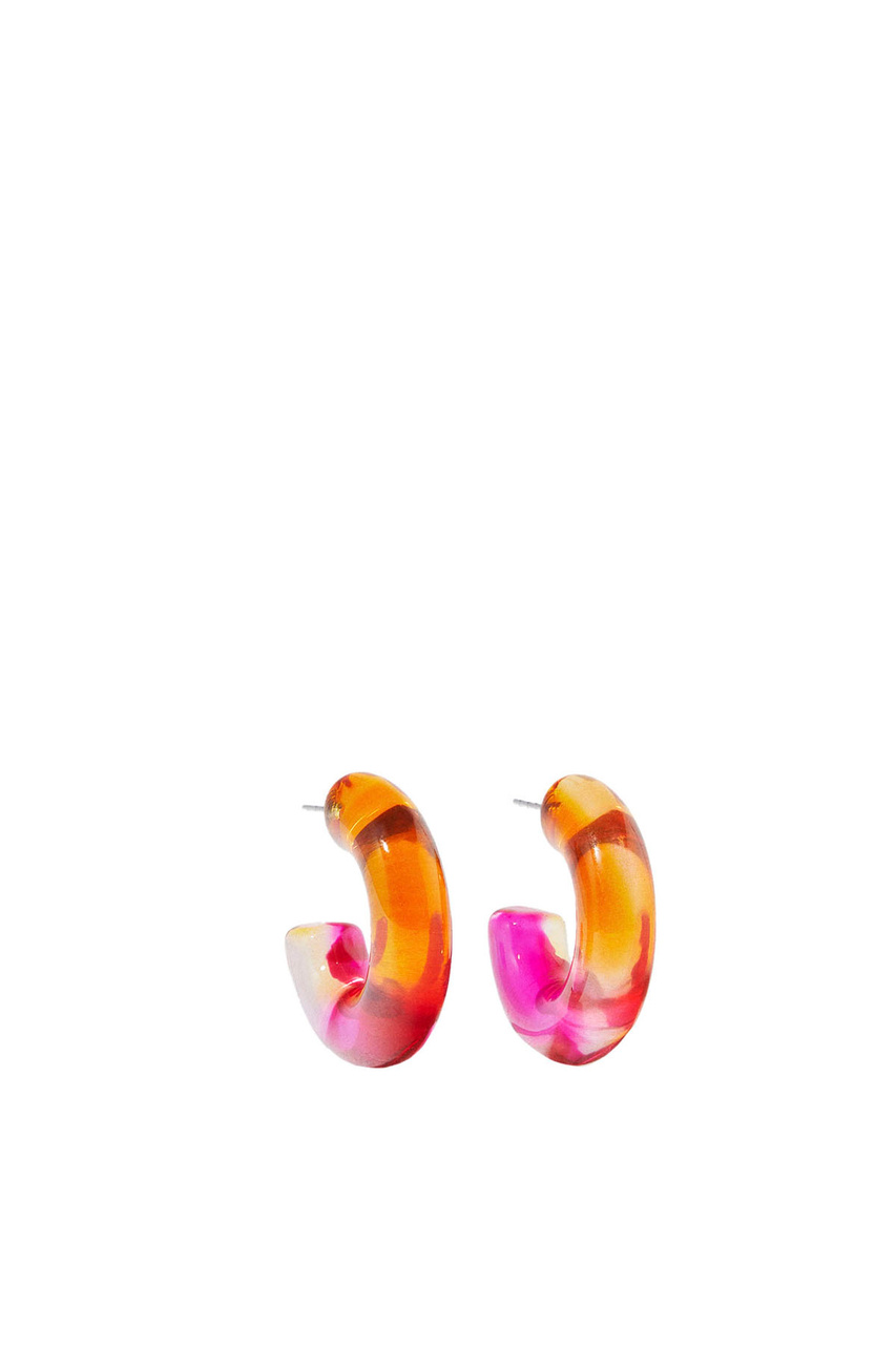 Серьги-кольца из смолы|Основной цвет:Разноцветный|Артикул:218484 | Фото 1