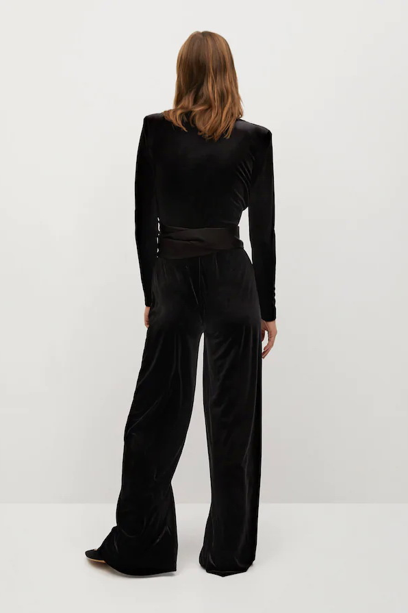 Комбинезон с бархатным поясом|Основной цвет:Черный Женский Mango Комбинезон с бархатным поясом (цвет ), артикул 77039215 | Фото 3