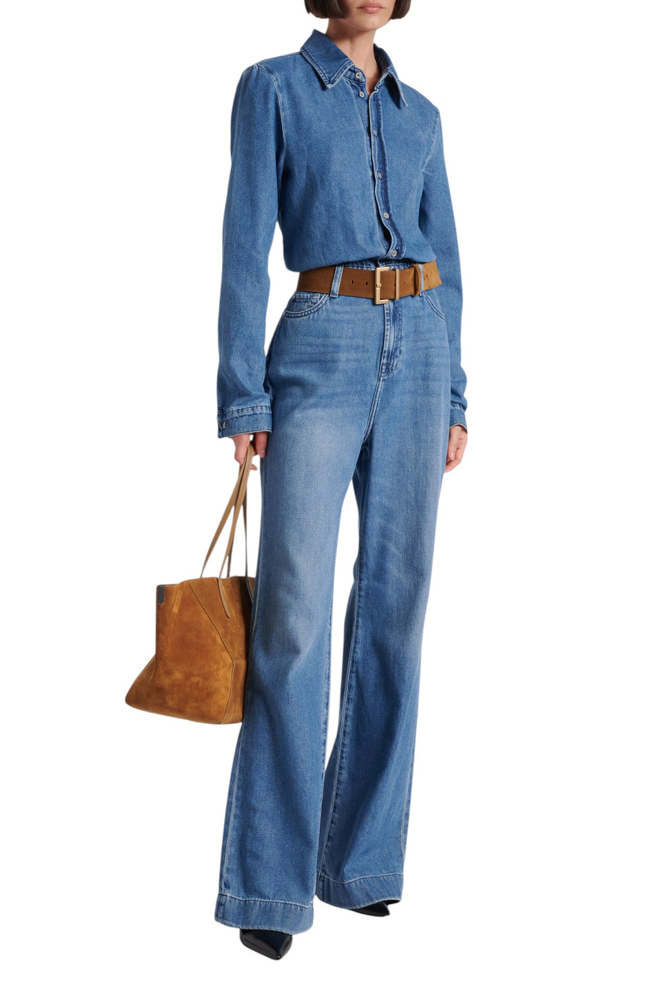 Женский 7 for all Mankind Комбинезон джинсовый однотонный из смесового хлопка (цвет ), артикул 7U600E38 | Фото 2