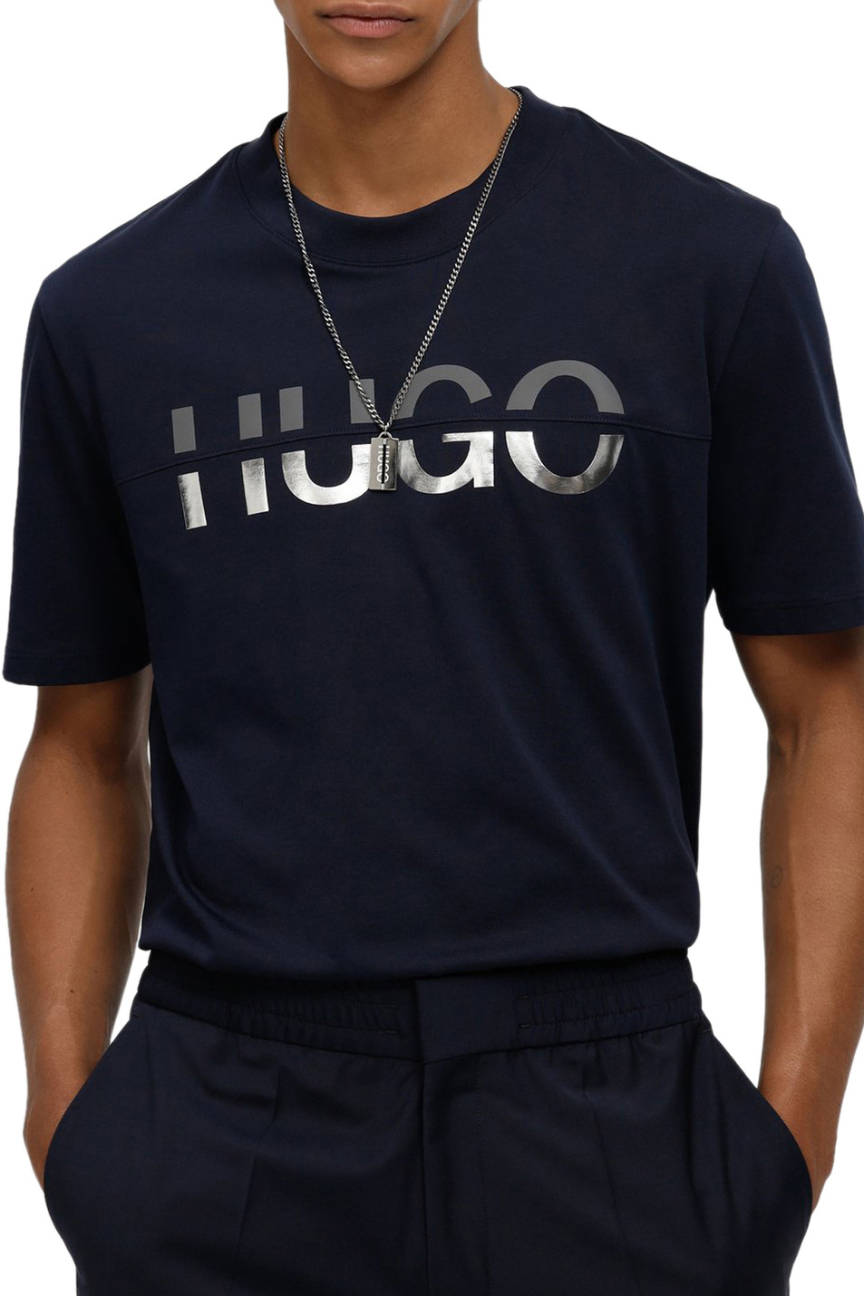HUGO Футболка с "разрезным" логотипом (цвет ), артикул 50466496 | Фото 3