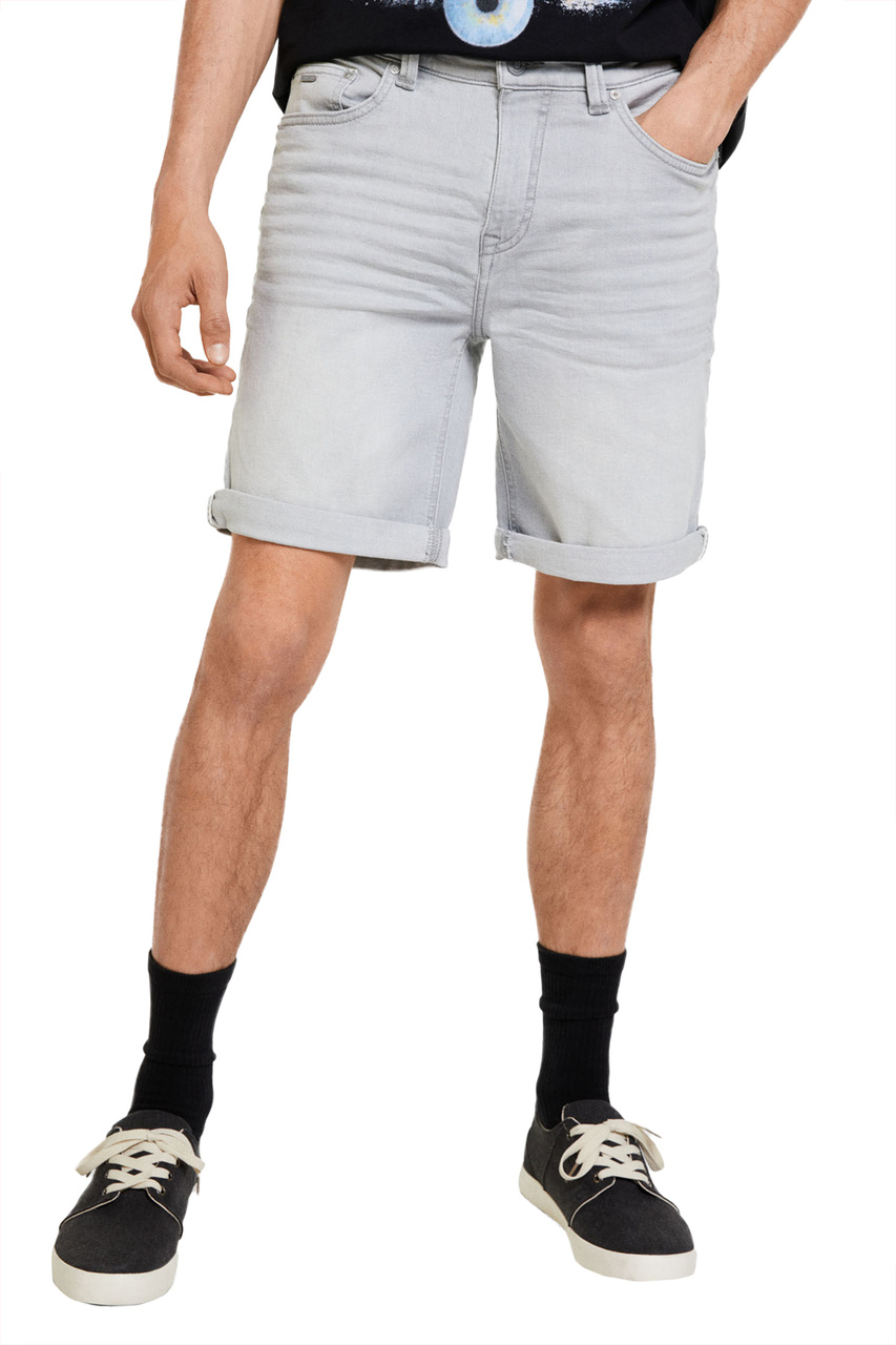 Джинсовые шорты-бермуды узкого кроя|Основной цвет:Серый|Артикул:0013482 | Фото 1