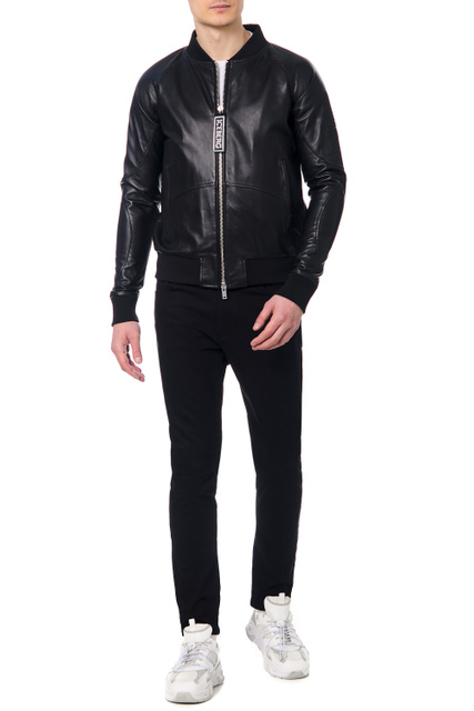 Куртка из натуральной кожи на молнии|Основной цвет:Черный|Артикул:ZO11-6802 | Фото 2