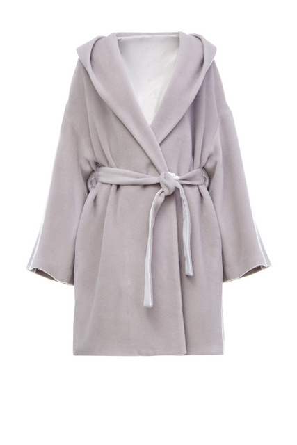 Пальто-халат свободного кроя из чистой шерсти|Основной цвет:Серый|Артикул:CTD222W263 | Фото 1