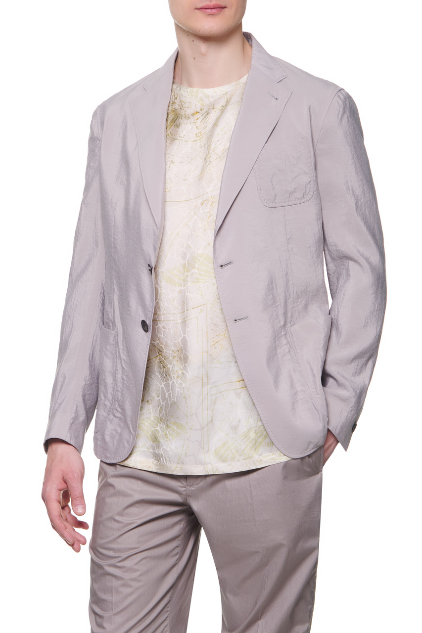 Пиджак из смесового шелка|Основной цвет:Серый|Артикул:I1G930-I1172 | Фото 1