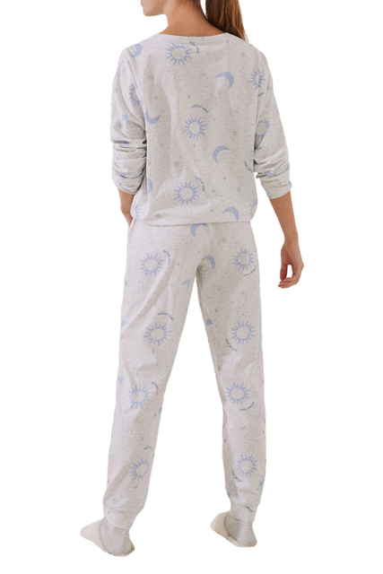Пижама из смесового хлопка с принтом|Основной цвет:Серый|Артикул:3134876 | Фото 2