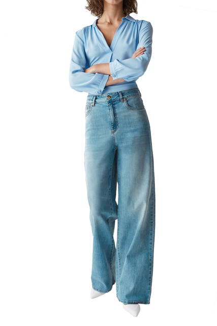 Джинсы SAIO из эластичного хлопкового денима|Основной цвет:Голубой|Артикул:2371811331 | Фото 2