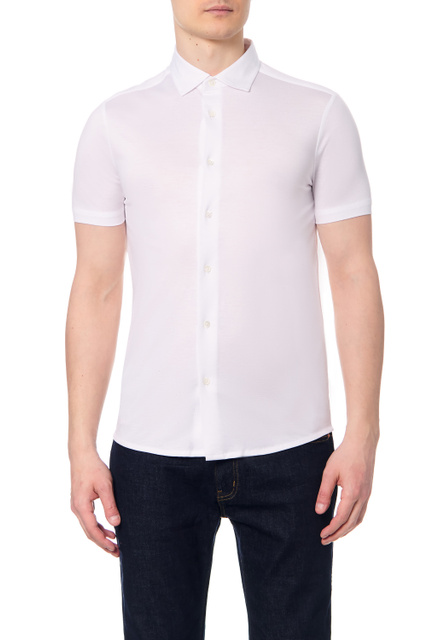 Однотонная рубашка с коротким рукавом|Основной цвет:Белый|Артикул:8N1CG0-1JUVZ | Фото 1