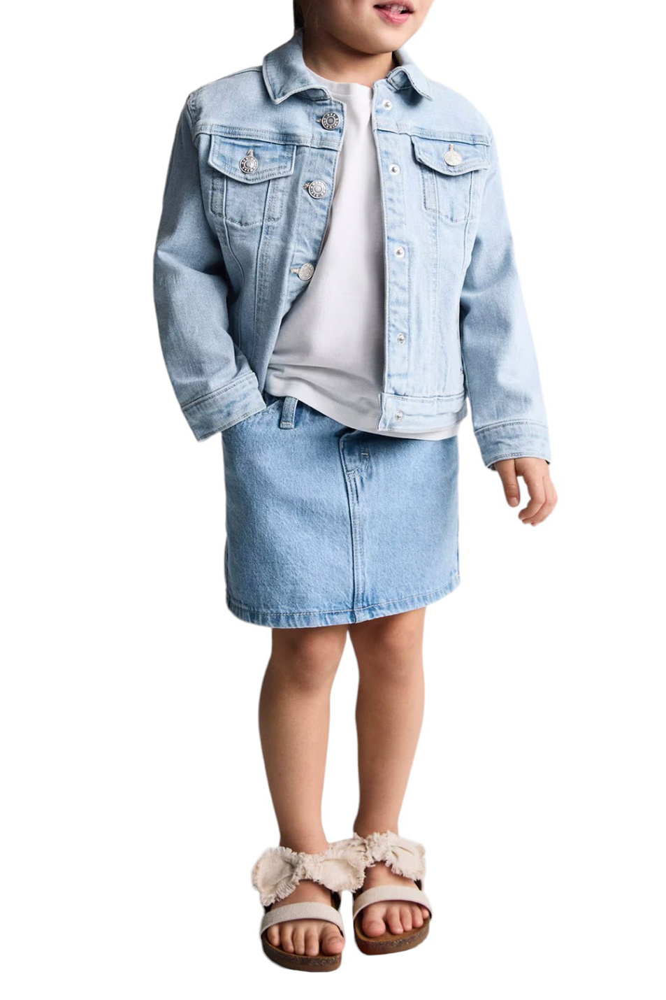 Девочкам Mango Kids Куртка ALLEGRAB джинсовая из эластичного хлопка (цвет ), артикул 67065138 | Фото 3