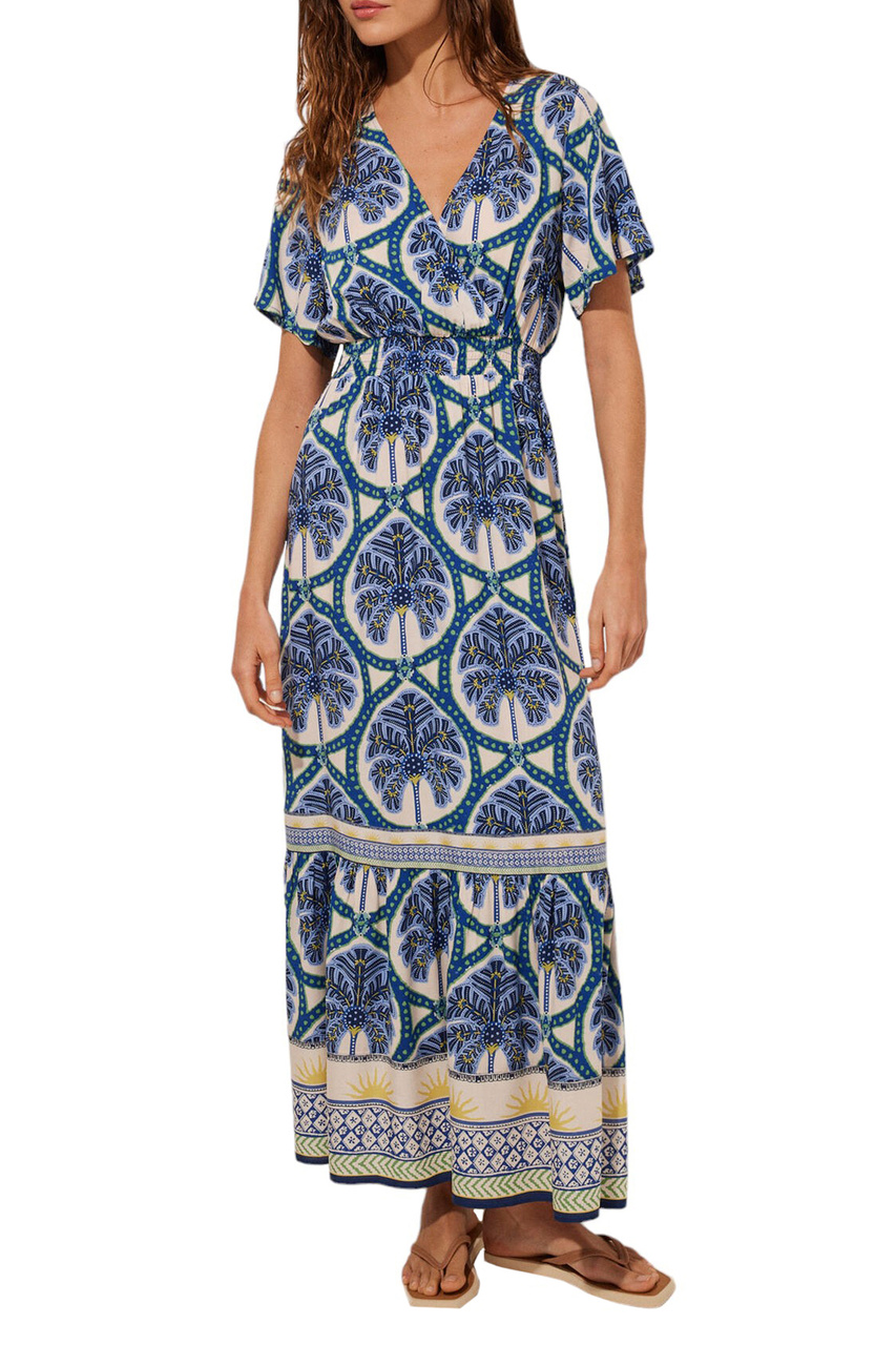 Платье из вискозы с принтом|Основной цвет:Синий|Артикул:5547412 | Фото 1