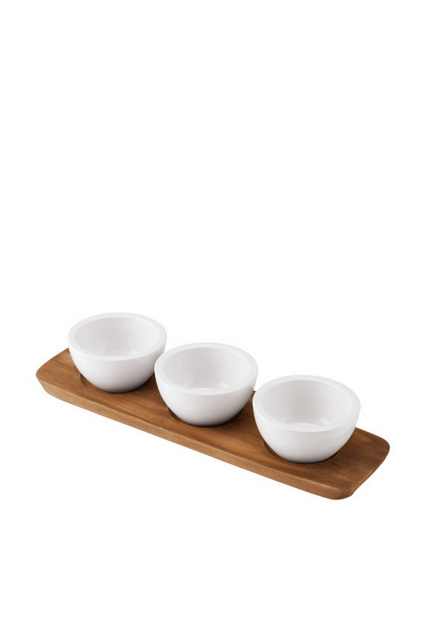 Набор для закусок, 4 предмета (3 розетки, подставка)|Основной цвет:Белый|Артикул:10-4130-9023 | Фото 1