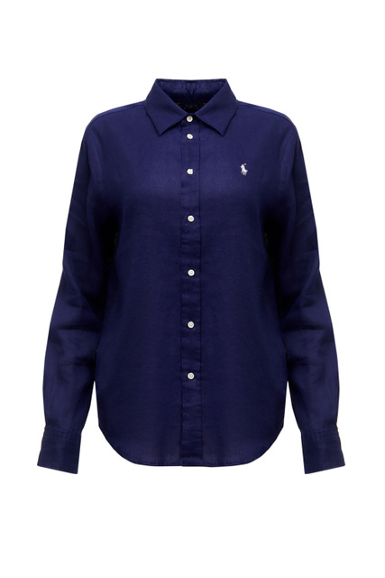 Рубашка из натурального льна|Основной цвет:Синий|Артикул:211827658004 | Фото 1