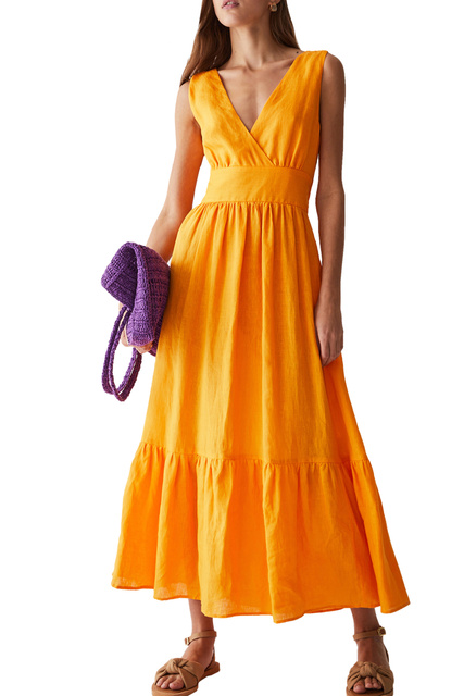Платье PANNA из чистого льна|Основной цвет:Оранжевый|Артикул:2372211632 | Фото 2