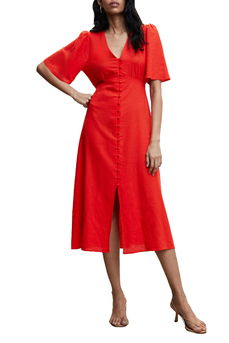 Женский Mango Платье RED2 из смесового льна (цвет ), артикул 47007110 | Фото 2