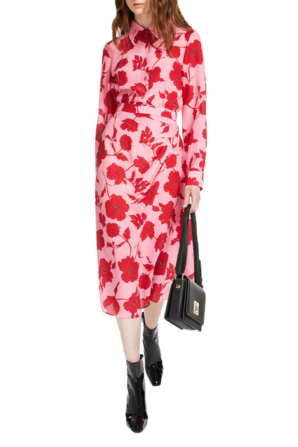 Платье-рубашка RITA из чистого шелкового крепдешина|Основной цвет:Красный|Артикул:62260629 | Фото 2