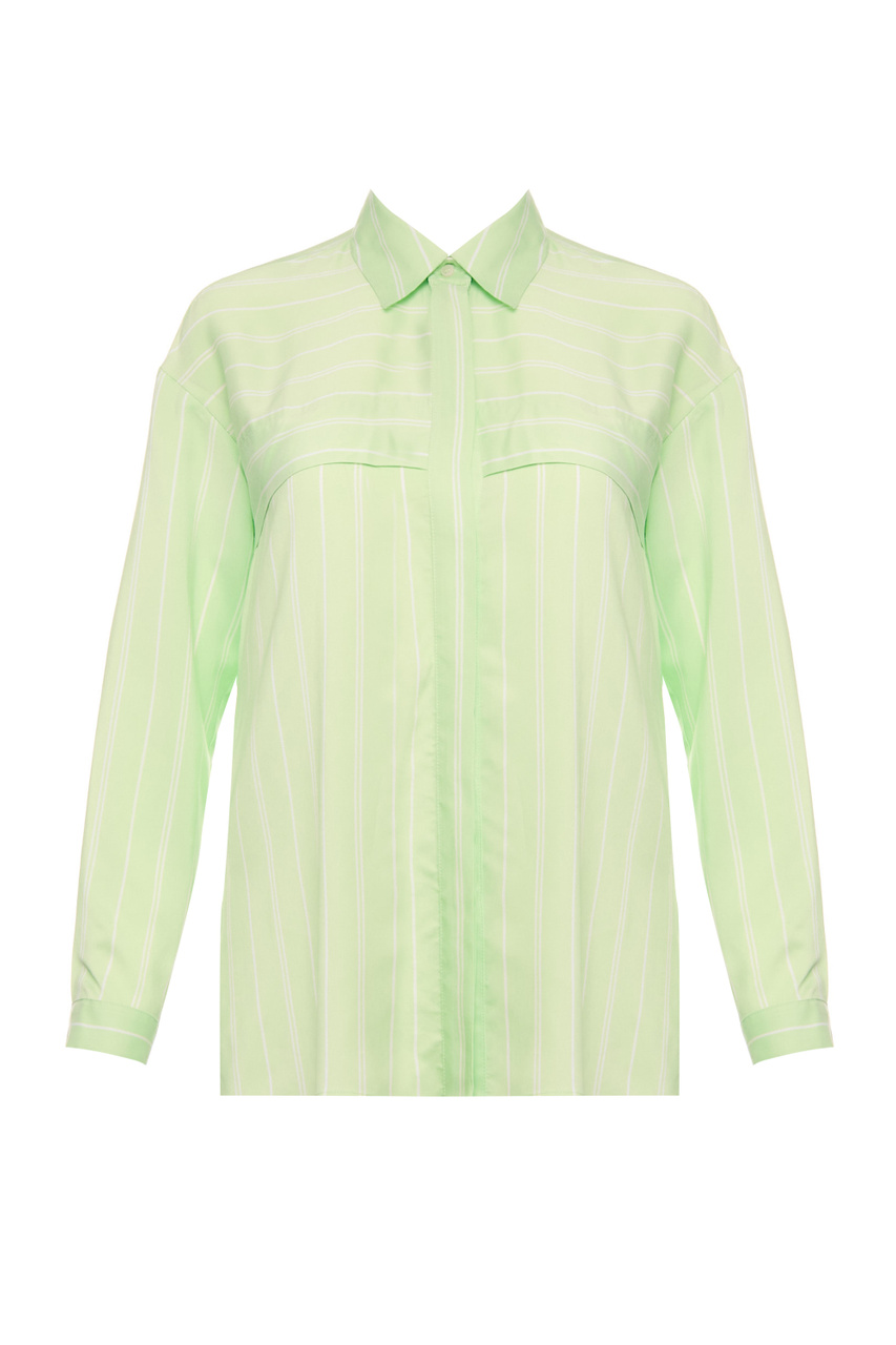 Рубашка DIVINE из вискозы в полоску|Основной цвет:Салатовый|Артикул:2351111835 | Фото 1