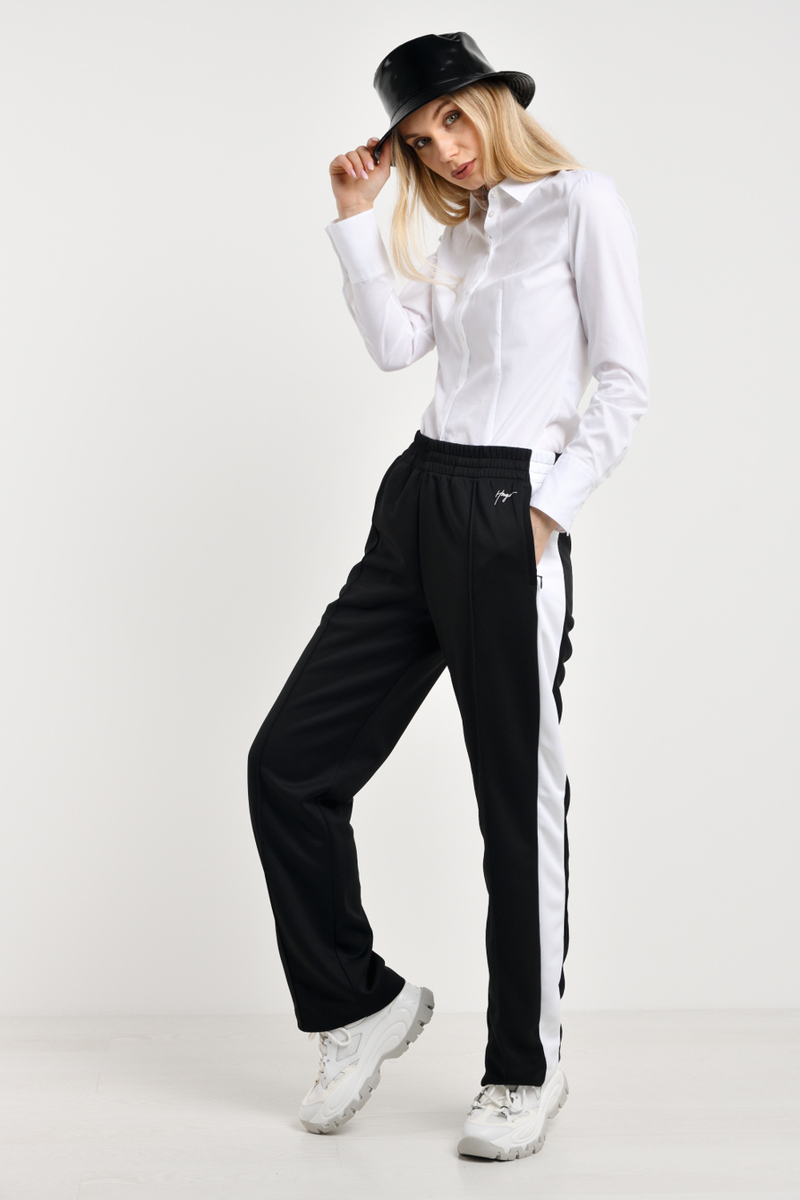 HUGO ❤ женское широкие брюки с лампасами со скидкой 50%, черный цвет,размер , цена 249.99 BYN