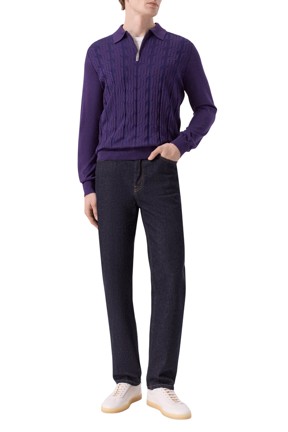 Мужской Stefano Ricci Джемпер поло из кашемира и шелка (цвет ), артикул K808096P30-F25374 | Фото 3