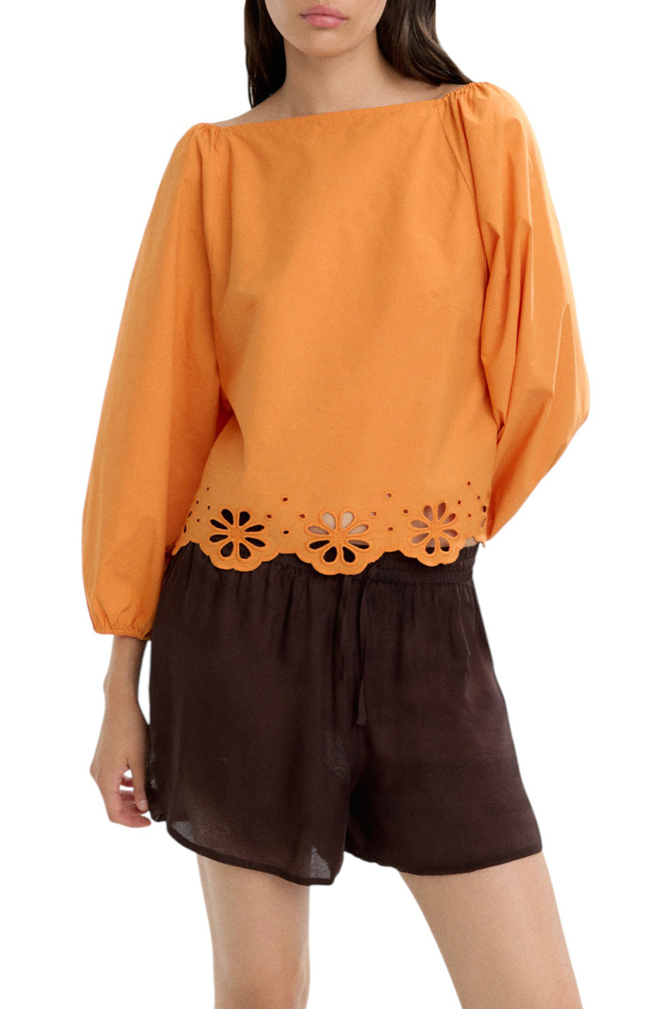 Блузка с вышивкой|Основной цвет:Оранжевый Женский Parfois Блузка с вышивкой (цвет ), артикул 235247 | Фото 3
