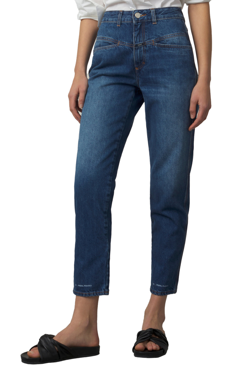 Укороченные джинсы с крестообразными карманами|Основной цвет:Синий|Артикул:C88002-15L-3R | Фото 1