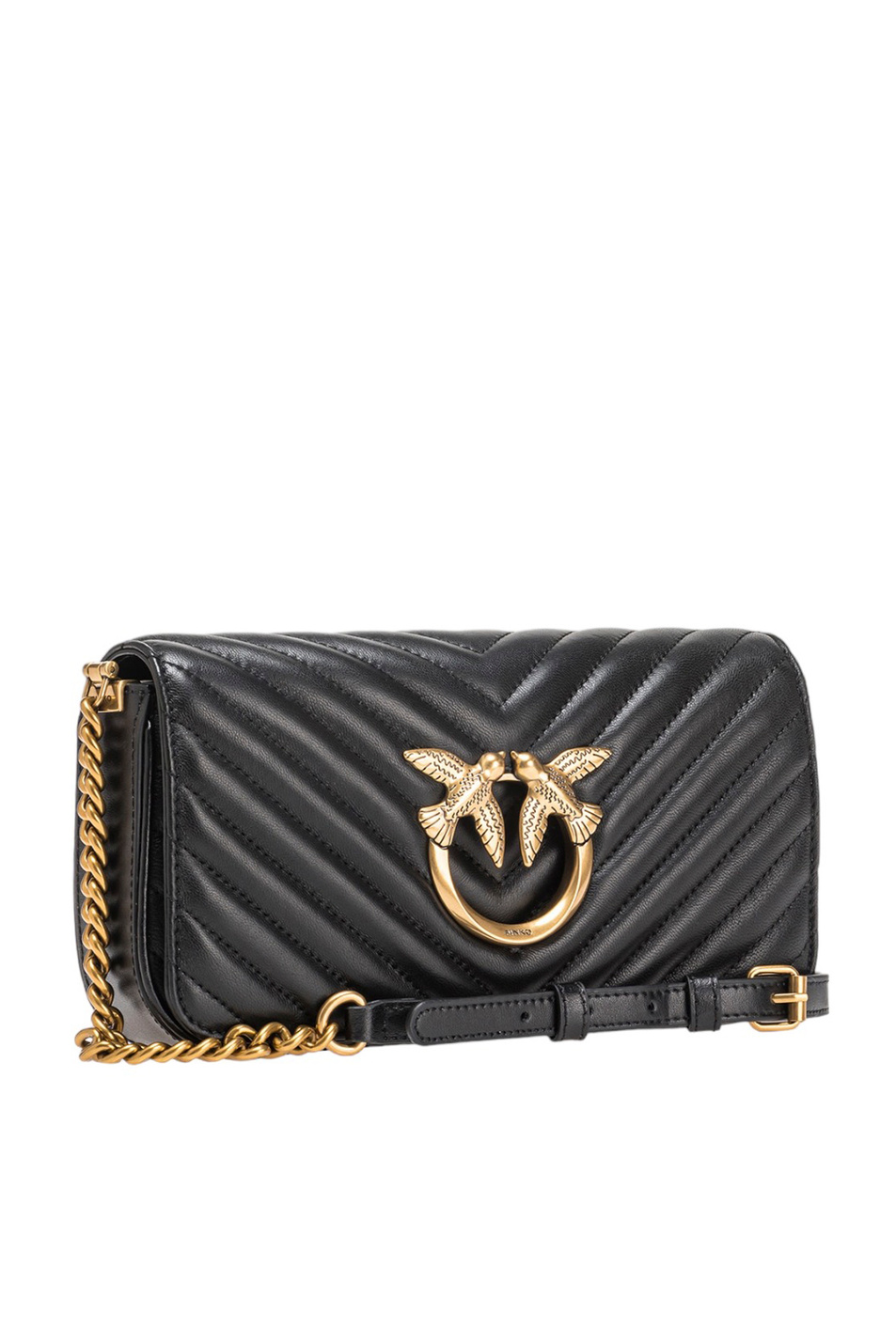 Женский Pinko Сумка стеганая LOVE CLICK BAGUETTE MINI из натуральной кожи (цвет ), артикул 100068A0GK | Фото 2